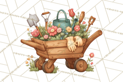Vintage Gardener Clipart Cute Retro Girl Garden PNG Product Image 5