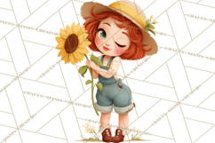 Vintage Gardener Clipart Cute Retro Girl Garden PNG Product Image 4