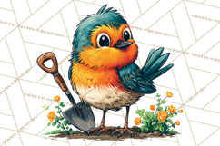 Vintage Gardener Clipart Cute Retro Girl Garden PNG Product Image 2