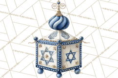 Hanukkah Gnome Clipart, Dreidel Menorah PNG, Blue Star Png Product Image 5