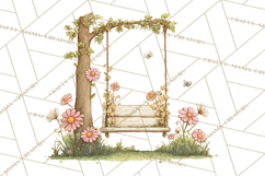 Vintage Gardener Clipart Cute Retro Girl Garden PNG Product Image 5