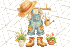 Vintage Gardener Clipart Cute Retro Girl Garden PNG Product Image 2