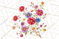 Victorian Floral PNG, Painted Roses, Peonies, Botanical Png Product Image 3