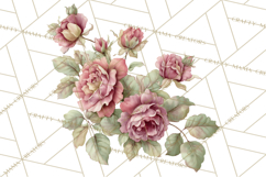 Victorian Floral PNG, Painted Roses, Peonies, Botanical Png Product Image 2
