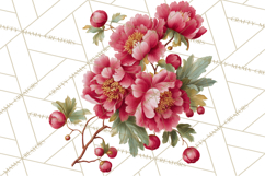 Victorian Floral PNG, Painted Roses, Peonies, Botanical Png Product Image 5
