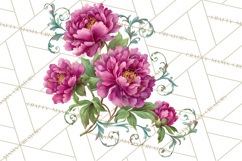Victorian Floral PNG, Painted Roses, Peonies, Botanical Png Product Image 2