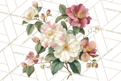 Victorian Floral PNG, Painted Roses, Peonies, Botanical Png Product Image 4