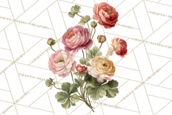 Victorian Floral PNG, Painted Roses, Peonies, Botanical Png Product Image 5