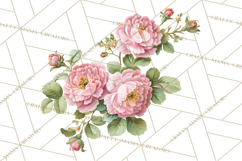 Victorian Floral PNG, Painted Roses, Peonies, Botanical Png Product Image 3
