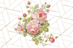 Victorian Floral PNG, Painted Roses, Peonies, Botanical Png Product Image 5