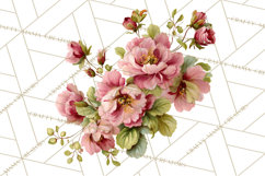 Victorian Floral PNG, Painted Roses, Peonies, Botanical Png Product Image 2