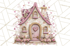 Heart Homes Valentine Clipart, Cozy Cottage PNG Product Image 2