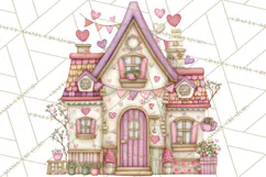 Heart Homes Valentine Clipart, Cozy Cottage PNG Product Image 3
