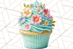 Easter Cupcakes Clipart, Pastel Easter Desserts, Bakery Png Product Image 5