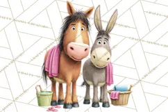 Farm Animals Pool Party Clipart, Summer Farm Animals PNG Product Image 4