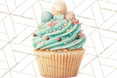 Easter Cupcakes Clipart, Pastel Easter Desserts, Bakery Png Product Image 2