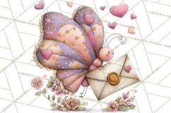 Valentine Butterfly Clipart, Heart Wing PNG Graphics Product Image 2