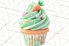 Easter Cupcakes Clipart, Pastel Easter Desserts, Bakery Png Product Image 3