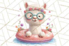 Farm Animals Pool Party Clipart, Summer Farm Animals PNG Product Image 2