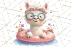 Farm Animals Pool Party Clipart, Summer Farm Animals PNG Product Image 2