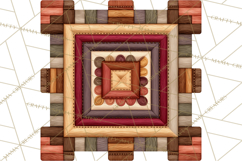 Quilt Squares Clipart PNG Rustic Patchwork Product Image 3