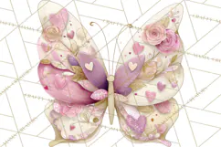 Valentine Butterfly Clipart, Heart Wing PNG Graphics Product Image 3
