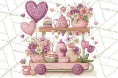 Valentine Tea Party Clipart, Romantic Teapot and Cup PNG Product Image 5