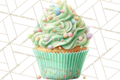 Easter Cupcakes Clipart, Pastel Easter Desserts, Bakery Png Product Image 5