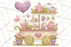 Valentine Tea Party Clipart, Romantic Teapot and Cup PNG Product Image 2