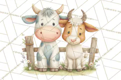 Farm Animals Clipart PNG, Cow Pig Sheep Horse Chicken Goat Product Image 5