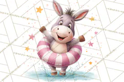 Farm Animals Pool Party Clipart, Summer Farm Animals PNG Product Image 2