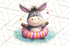 Farm Animals Pool Party Clipart, Summer Farm Animals PNG Product Image 3