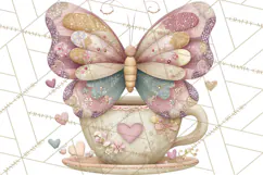 Valentine Butterfly Clipart, Heart Wing PNG Graphics Product Image 3