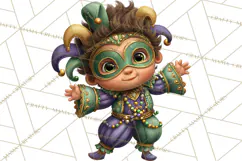 Cute Mardi Gras Characters PNG Kids Animals Carnival Clipart Product Image 4