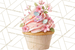 Easter Cupcakes Clipart, Pastel Easter Desserts, Bakery Png Product Image 5