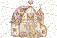 Heart Homes Valentine Clipart, Cozy Cottage PNG Product Image 2
