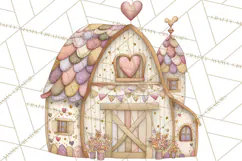 Heart Homes Valentine Clipart, Cozy Cottage PNG Product Image 2