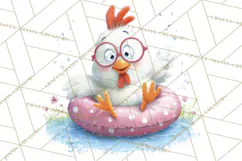 Farm Animals Pool Party Clipart, Summer Farm Animals PNG Product Image 5