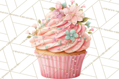 Easter Cupcakes Clipart, Pastel Easter Desserts, Bakery Png Product Image 2