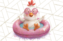 Farm Animals Pool Party Clipart, Summer Farm Animals PNG Product Image 2