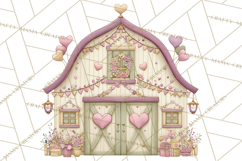 Heart Homes Valentine Clipart, Cozy Cottage PNG Product Image 3