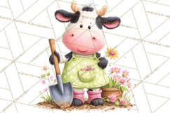Farm Animals Gardening Clipart, Cute Farm Animal Garden PNG Product Image 4