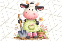 Farm Animals Gardening Clipart, Cute Farm Animal Garden PNG Product Image 4