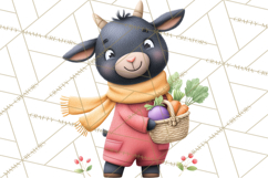 Farm Animals Gardening Clipart, Cute Farm Animal Garden PNG Product Image 5