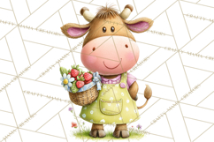 Farm Animals Gardening Clipart, Cute Farm Animal Garden PNG Product Image 3
