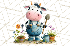 Farm Animals Gardening Clipart, Cute Farm Animal Garden PNG Product Image 2