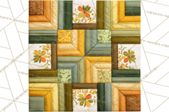 Quilt Squares Clipart PNG Rustic Patchwork Product Image 4