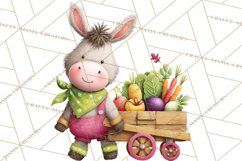 Farm Animals Gardening Clipart, Cute Farm Animal Garden PNG Product Image 2