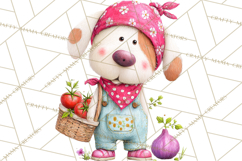 Farm Animals Gardening Clipart, Cute Farm Animal Garden PNG Product Image 3