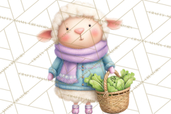 Farm Animals Gardening Clipart, Cute Farm Animal Garden PNG Product Image 4